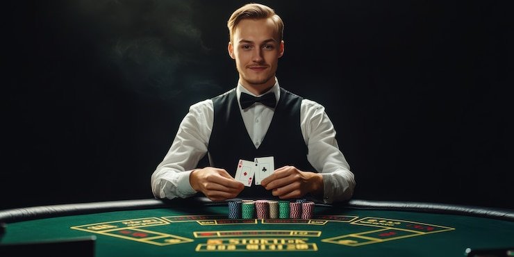 mayatogel live-dealer blackjack table with professional dealer and multi-camera setup